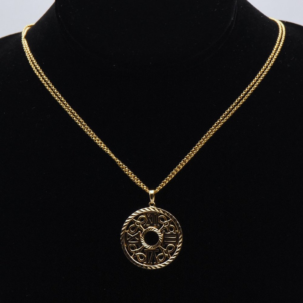 Ross-Simons - Vintage Vermeil Grandfather Clock Face Pendant on Double Strand Ch